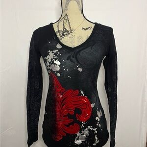 Y2K Vanity Black and Red Long Sleeve Tee